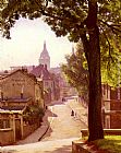Montmartre Canvas Paintings - La Rue De L'abreuvoir A Montmartre